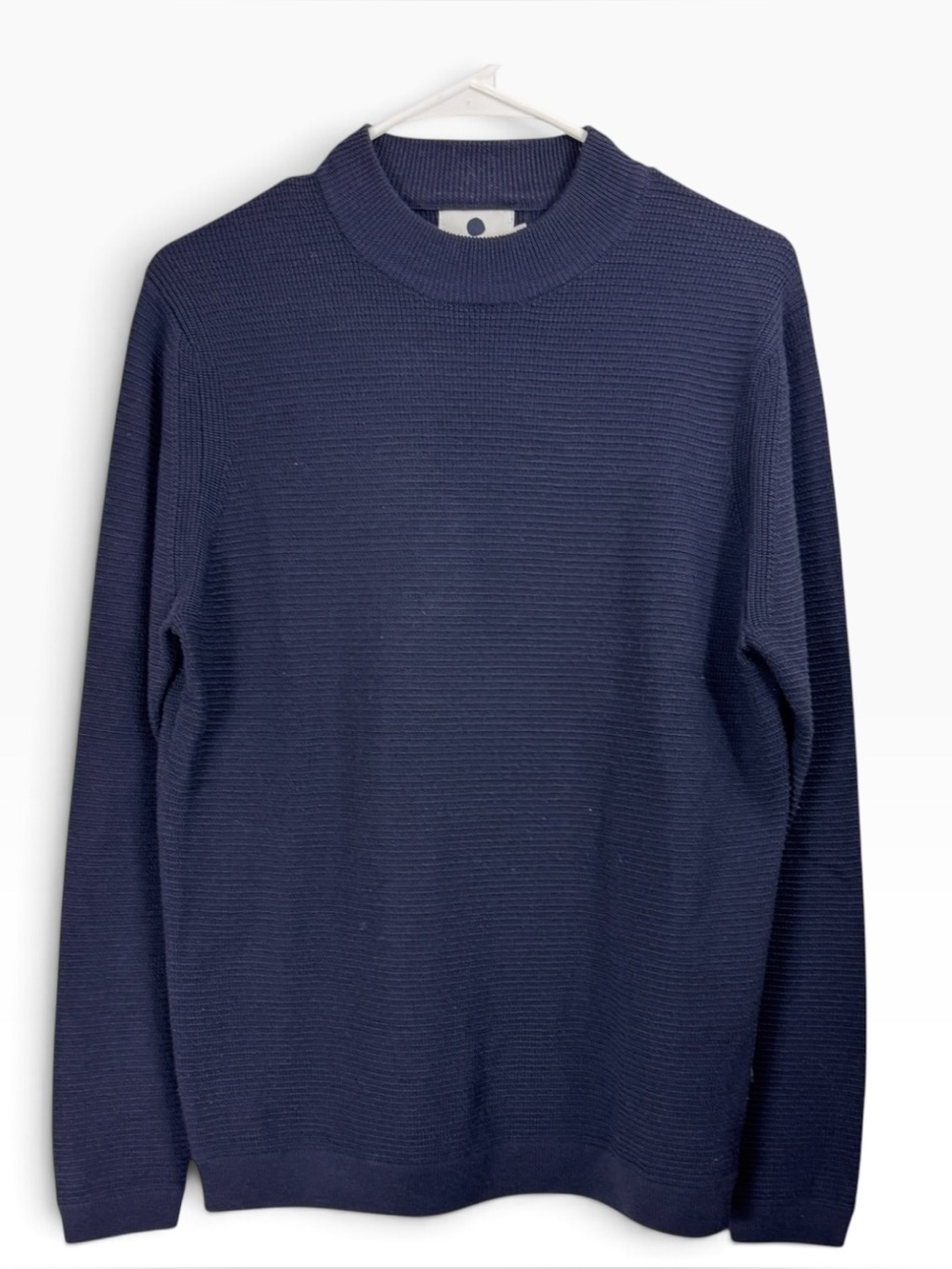 NN07 No Nationality Size Medium Duncan Navy Blue Textured Knit Sweater Wool